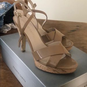Franco Sarto nude cork heels